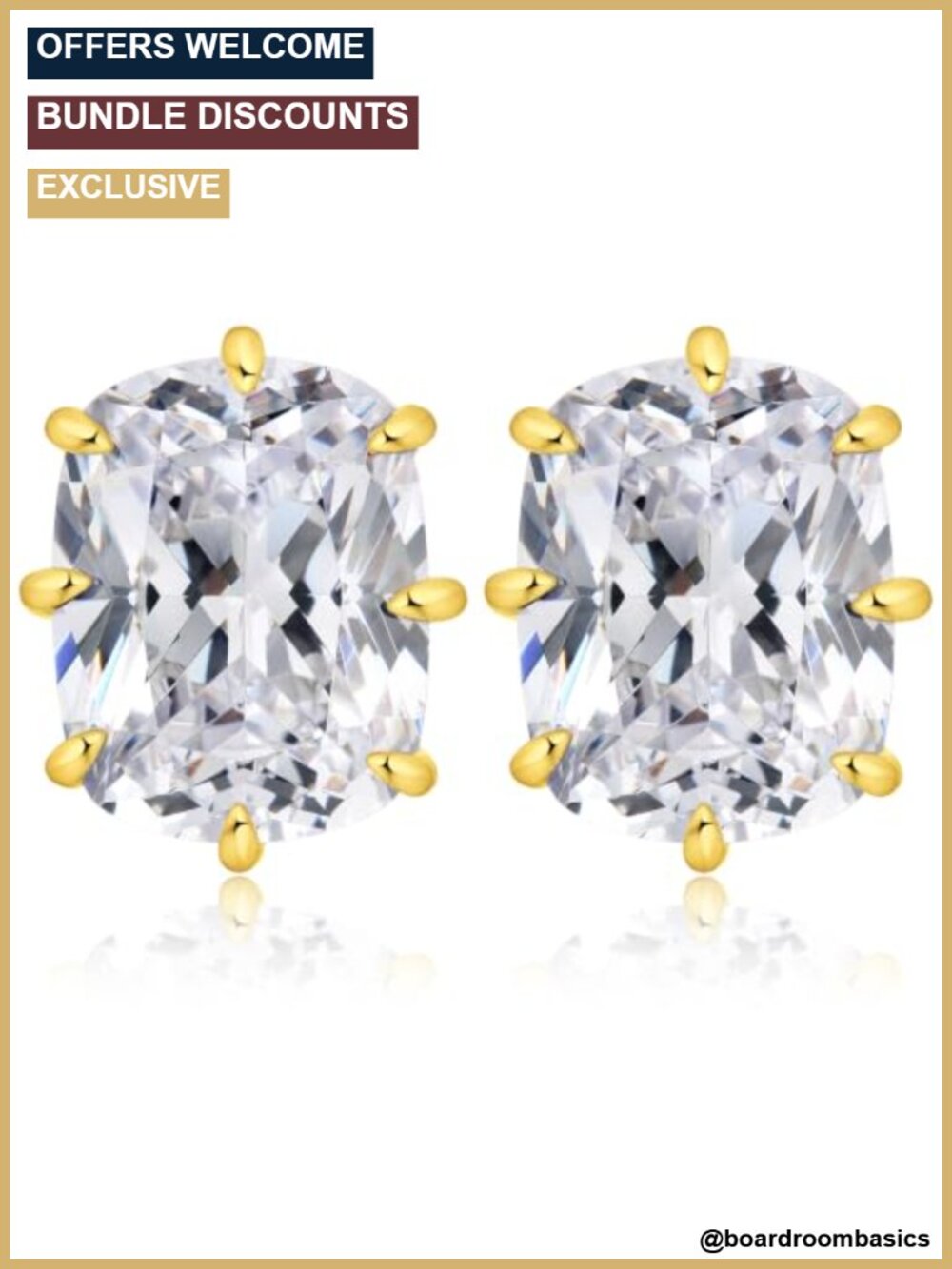 Sterling Silver Cushion Cut Cubic Zirconia Stud Earrings Hypoallergenic